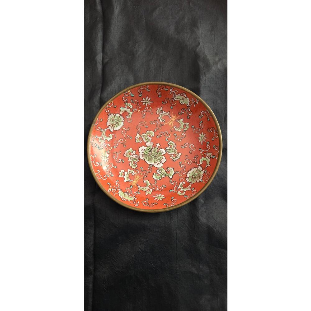 Vintage Decorative Enamel over Copper Bowl Hong Kong